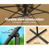 Instahut 3m Outdoor Umbrella Cantilever Beach Garden Patio Beige - 45-Degree Angle