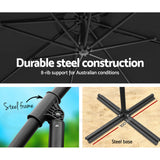 Instahut 3m Outdoor Umbrella Cantilever Beach Garden Patio Black - 45-Degree Angle