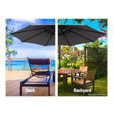 Instahut 3m Outdoor Umbrella Cantilever Beach Garden Patio Charcoal - Top-Down View