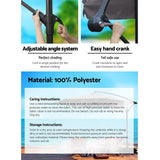 Instahut 3m Outdoor Umbrella Cantilever Beach Garden Patio Charcoal - Close-Up Angle