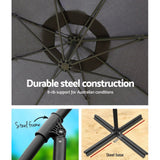 Instahut 3m Outdoor Umbrella Cantilever Beach Garden Patio Charcoal - Low Angle