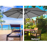 Instahut 3m Outdoor Umbrella Cantilever Beach Garden Patio Grey - Side View