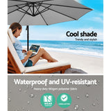 Instahut 3m Outdoor Umbrella Cantilever Beach Garden Patio Grey - 45-Degree Angle