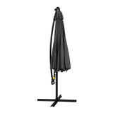 Instahut Outdoor Umbrella 3M Cantilever Beach LED Garden Shade Patio Charcoal - Side View