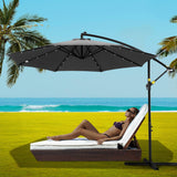 Instahut Outdoor Umbrella 3M Cantilever Beach LED Garden Shade Patio Charcoal - Close-Up Angle