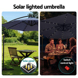 Instahut Outdoor Umbrella 3M Cantilever Beach LED Umbrellas Garden Shade Patio - Top-Down View