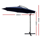 Instahut 3m Outdoor Umbrella Cantilever Beach Garden Patio Navy - Front View