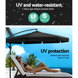 Instahut 3m Outdoor Umbrella w/Base Cantilever Garden Patio Beach Black - Top-Down View