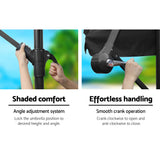 Instahut 3m Outdoor Umbrella w/Base Cantilever Garden Patio Beach Black - 45-Degree Angle