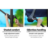 Instahut 3m Outdoor Umbrella w/Base Cantilever Garden Patio Beach Navy - 45-Degree Angle