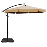 Instahut 3m Outdoor Umbrella w/Base Cantilever Garden Beach Patio Beige - Front View