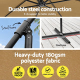 Instahut 3m Outdoor Umbrella w/Base Cantilever Garden Beach Patio Beige - 45-Degree Angle
