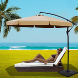 Instahut 3m Outdoor Umbrella w/Base Cantilever Garden Beach Patio Beige - Close-Up Angle