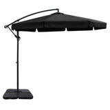 Instahut 3m Outdoor Umbrella w/Base Cantilever Garden Beach Patio Black - Front View