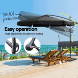 Instahut 3m Outdoor Umbrella w/Base Cantilever Garden Beach Patio Black - Top-Down View
