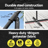 Instahut 3m Outdoor Umbrella w/Base Cantilever Garden Beach Patio Black - 45-Degree Angle