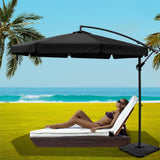Instahut 3m Outdoor Umbrella w/Base Cantilever Garden Beach Patio Black - Close-Up Angle