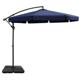 Instahut 3m Outdoor Umbrella w/Base Cantilever Garden Beach Patio Navy - Front View