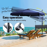 Instahut 3m Outdoor Umbrella w/Base Cantilever Garden Beach Patio Navy - Top-Down View