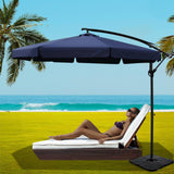 Instahut 3m Outdoor Umbrella w/Base Cantilever Garden Beach Patio Navy