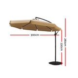 Instahut 3m Outdoor Umbrella Cantilever Garden Beach Patio Beige - Front View