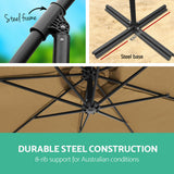 Instahut 3m Outdoor Umbrella Cantilever Garden Beach Patio Beige - 45-Degree Angle