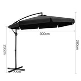 Instahut 3m Outdoor Umbrella Cantilever Garden Beach Patio Black - Front View