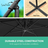Instahut 3m Outdoor Umbrella Cantilever Garden Beach Patio Black - 45-Degree Angle