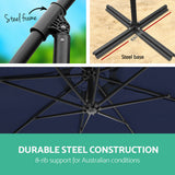 Instahut 3m Outdoor Umbrella Cantilever Garden Beach Patio Navy - Top-Down View