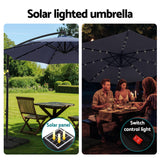 Instahut Outdoor Umbrella 3M Cantilever Beach LED w/Base Garden Shade Patio Navy - Top-Down View