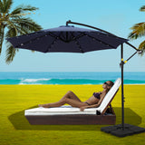 Instahut Outdoor Umbrella 3M Cantilever Beach LED w/Base Garden Shade Patio Navy - Close-Up Angle