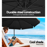 Instahut 3m Outdoor Umbrella w/Base Cantilever Garden Beach Patio Black - Top-Down View