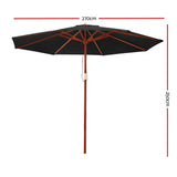 Instahut 2.7m Outdoor Umbrella Pole Umbrellas Beach Garden Sun Stand Patio Black - Front View
