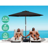 Instahut 2.7m Outdoor Umbrella w/Base Pole Umbrellas Garden Sun Stand Deck Black - Top-Down View