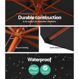 Instahut 2.7m Outdoor Umbrella w/Base Pole Umbrellas Garden Sun Stand Deck Black - 45-Degree Angle