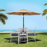Instahut 2.7m Outdoor Umbrella w/Base Pole Stand Garden Sun Beige - Close-Up Angle