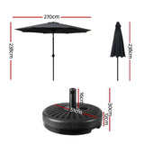 Instahut Outdoor Umbrella 2.7m Base Beach Pole Garden Tilt Sun Patio UV Black - Front View
