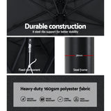 Instahut Outdoor Umbrella 2.7m Base Beach Pole Garden Tilt Sun Patio UV Black - Close-Up Angle