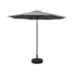 Instahut 2.7m charcoal outdoor umbrella with octagonal canopy and base