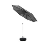 Instahut 2.7m charcoal outdoor umbrella with octagonal canopy and base, crank open and close system