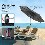 Instahut 2.7m Outdoor Umbrella w/Base Pole Stand Garden Sun Charcoal - Side View