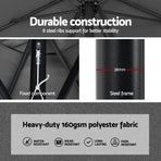 Instahut 2.7m charcoal outdoor umbrella with octagonal canopy and base, adjustable tilt