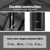 Instahut 2.7m Outdoor Umbrella w/Base Pole Stand Garden Sun Charcoal - Top-Down View