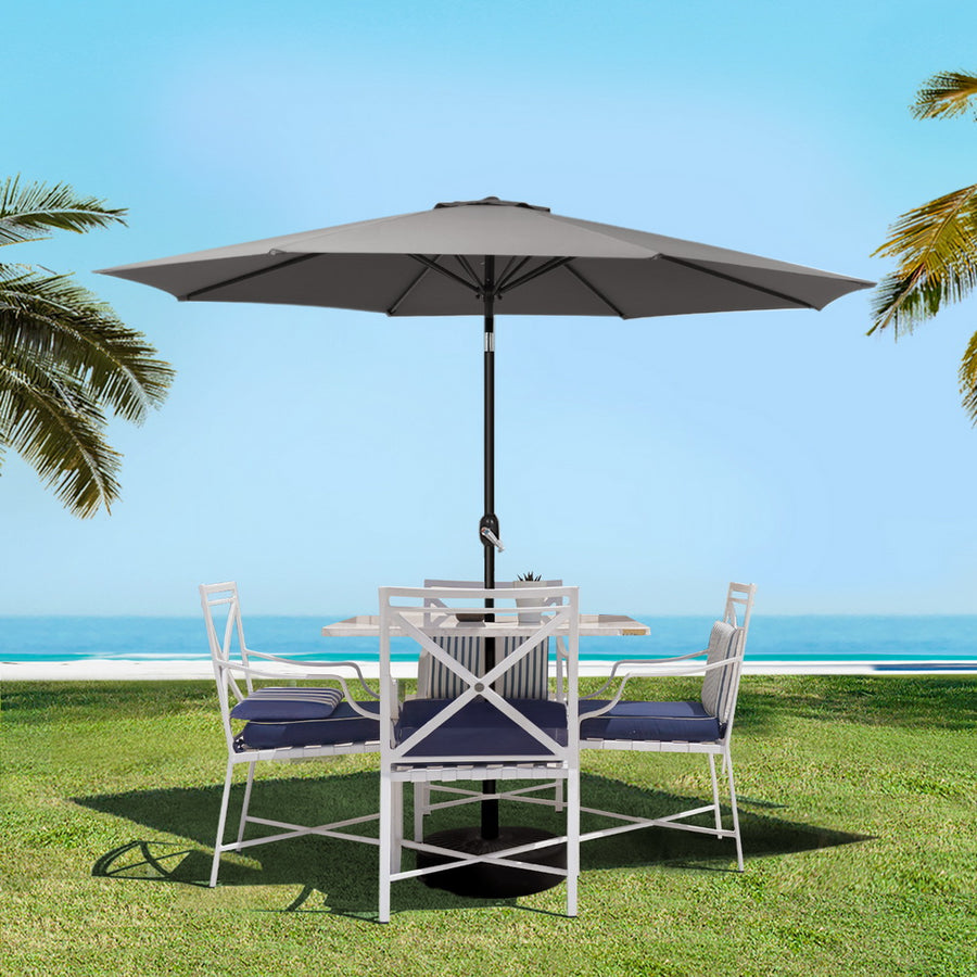 Instahut 2.7m charcoal outdoor umbrella with octagonal canopy and base, image 7