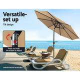Instahut 2.7m Outdoor Umbrella Pole Stand Garden Sun Beige - Side View