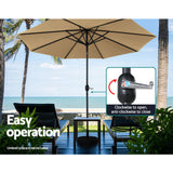 Instahut 2.7m Outdoor Umbrella Pole Stand Garden Sun Beige - Top-Down View