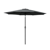 Instahut 2.7m Outdoor Umbrella w/Base Pole Stand Garden Beach Black