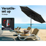 Instahut 2.7m Outdoor Umbrella w/Base Pole Stand Garden Beach Black - Side View