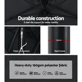 Instahut 2.7m Outdoor Umbrella w/Base Pole Stand Garden Beach Black - 45-Degree Angle