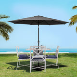 Instahut 2.7m Outdoor Umbrella w/Base Pole Stand Garden Beach Black - Close-Up Angle